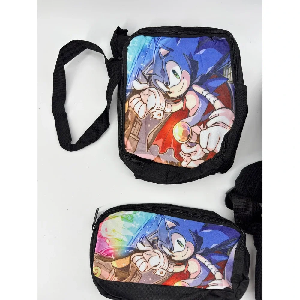 Sonic the Hedgehog 3 Piece Backpack Lunch Bag and Pencil Case Set Blue Black